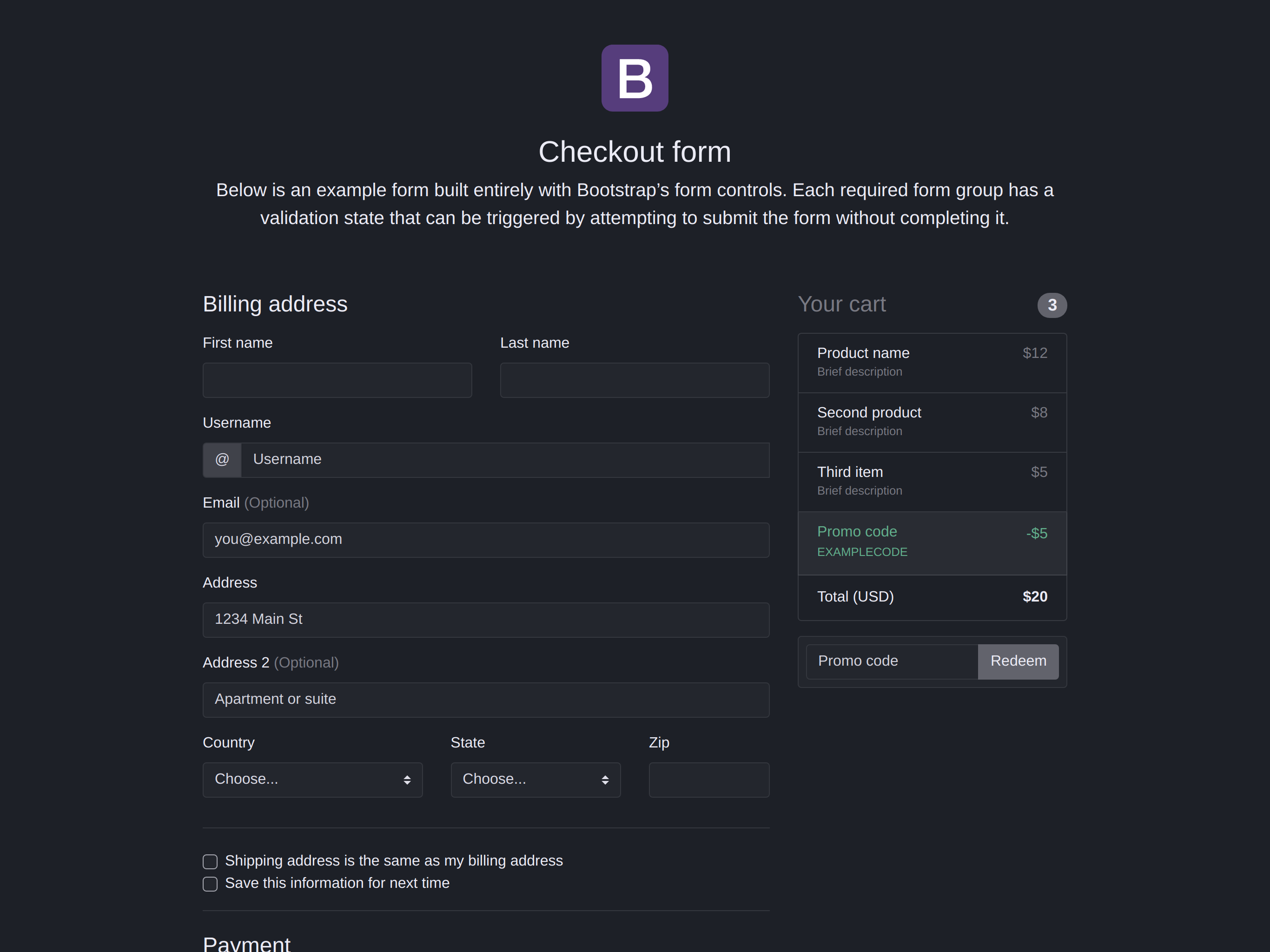 Checkout screenshot