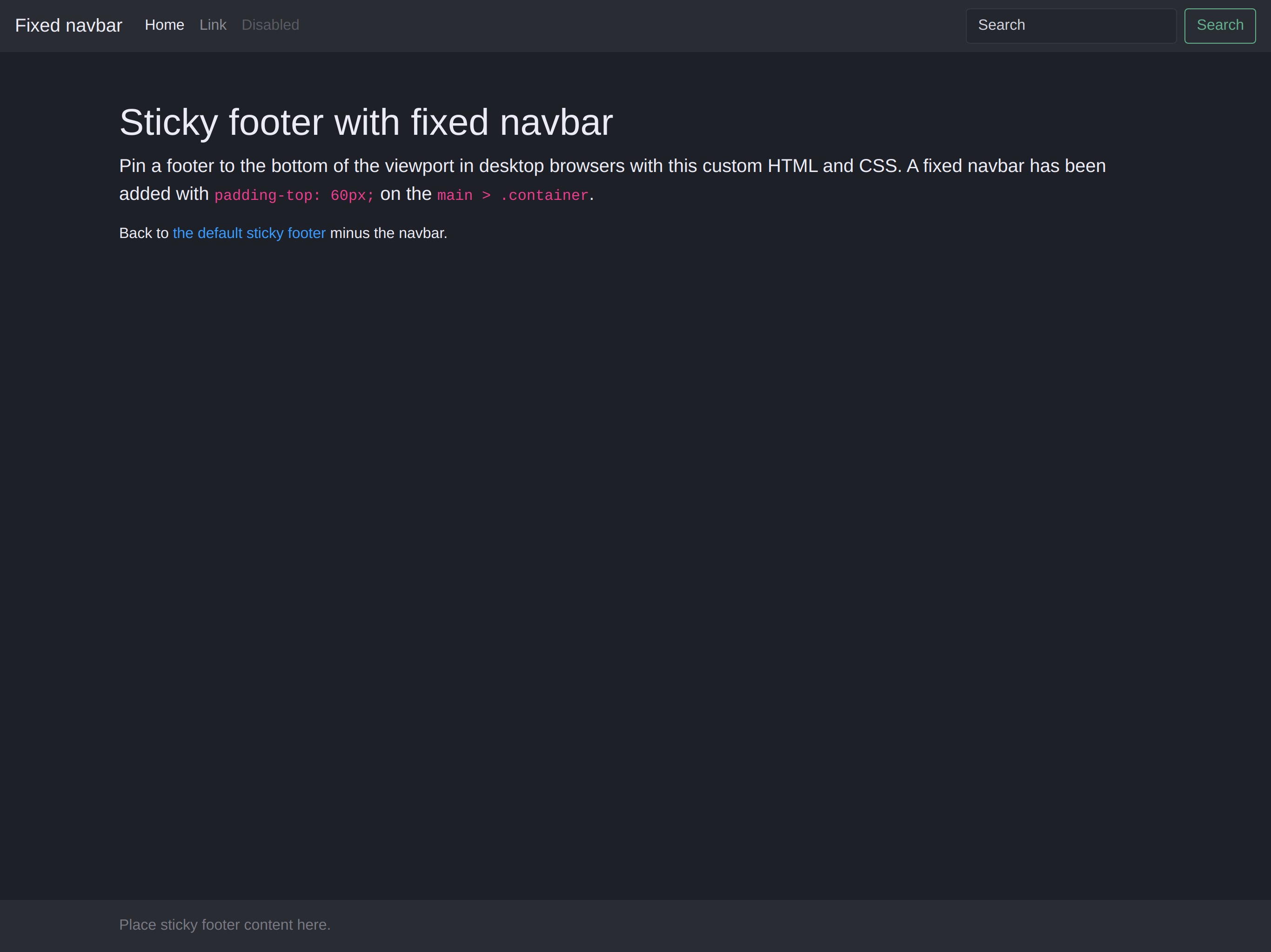 Sticky footer with fixed navbar