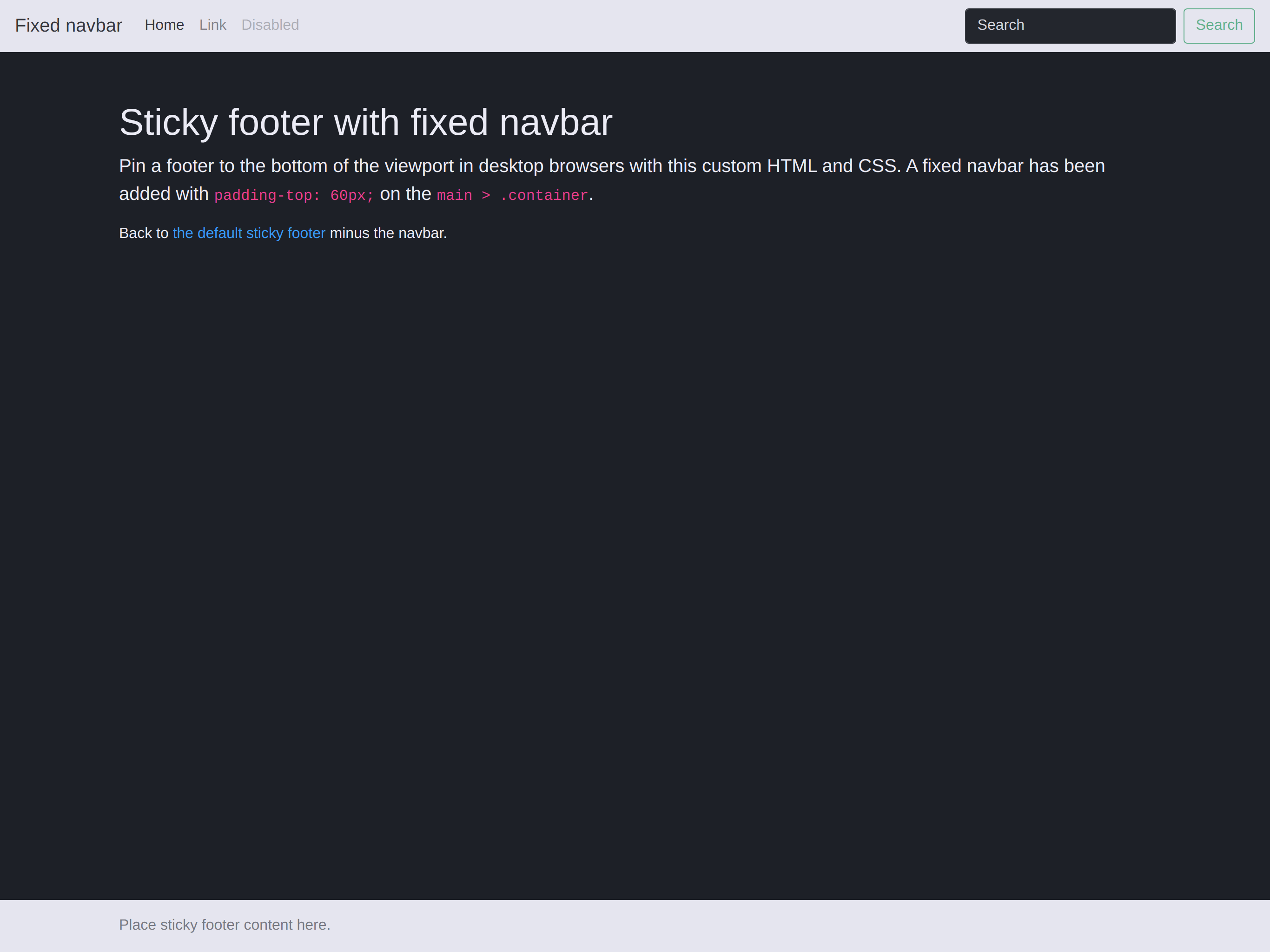 Sticky footer with fixed navbar